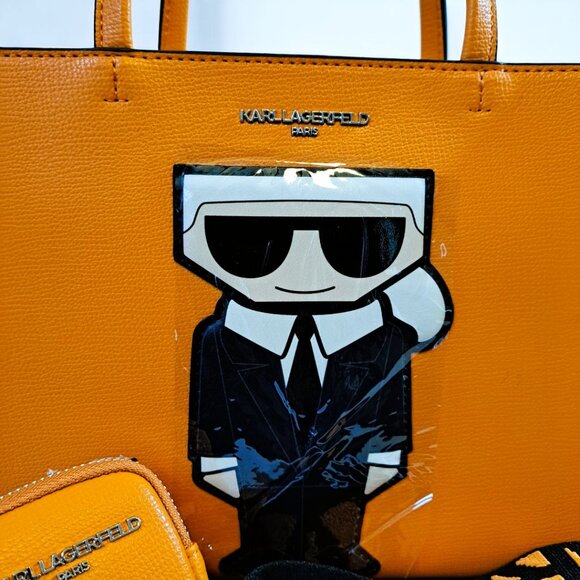 Karl Lagerfeld Paris Maybelle Satchel with Coin Pouch Orange NWT - Picture 4 of 11